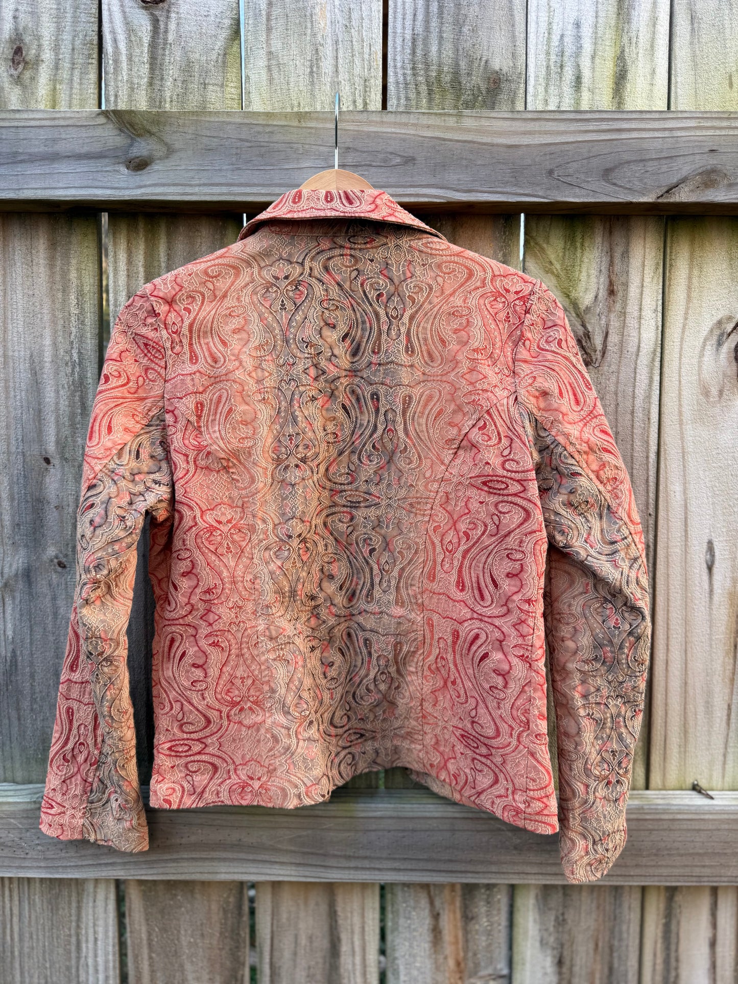 Analogy Paisley Jacquard Blazer Coral Y2K