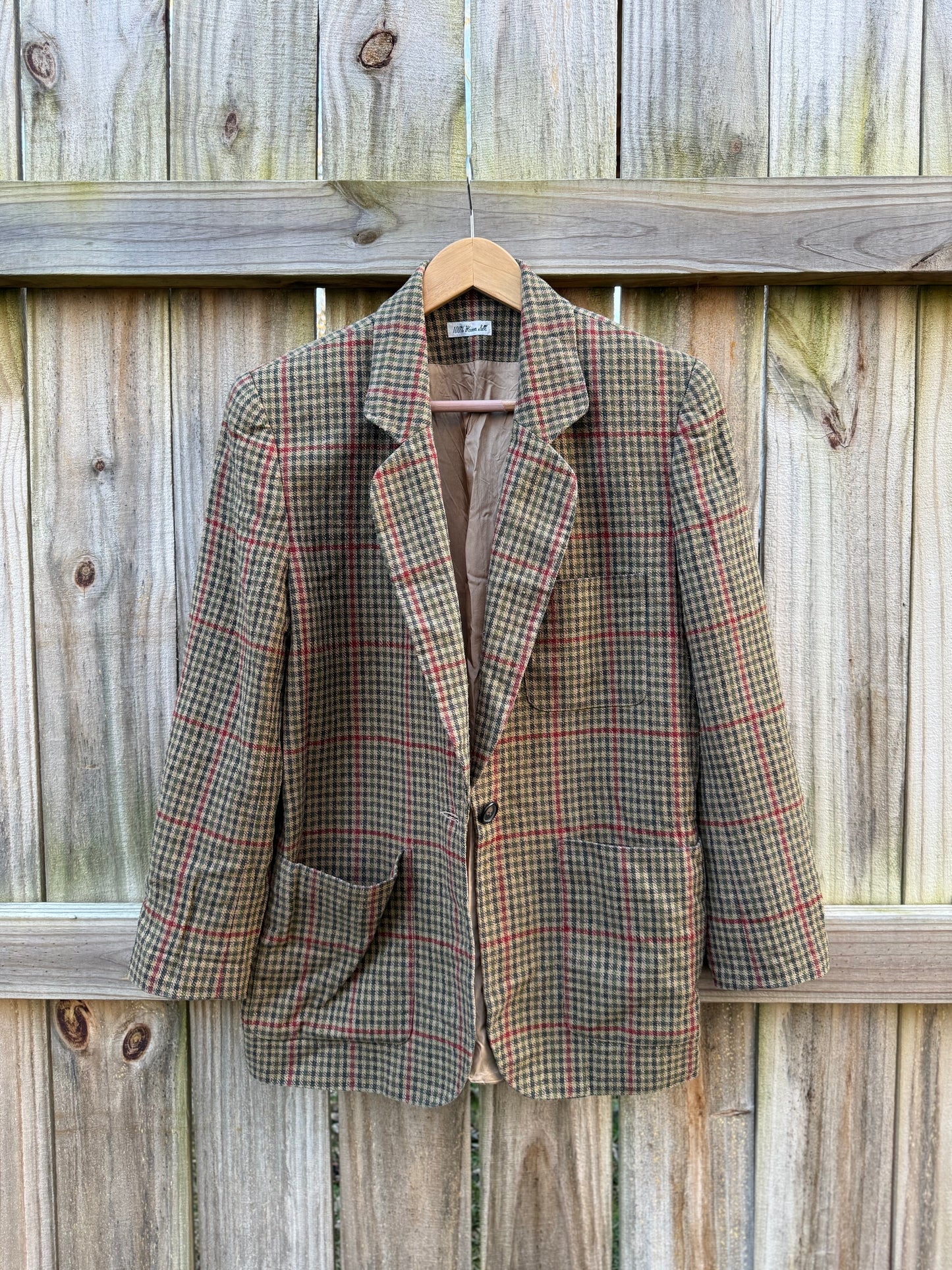 Vintage 100% Silk Plaid Blazer