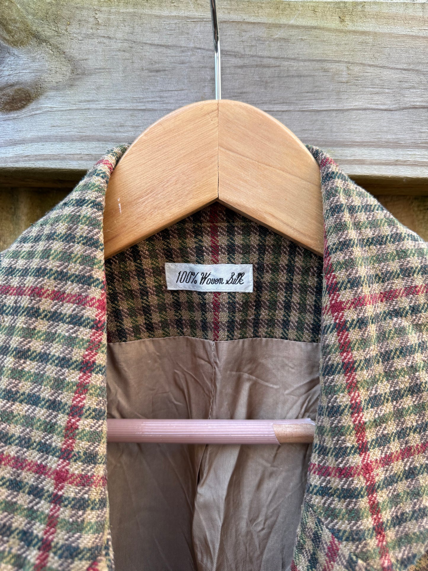 Vintage 100% Silk Plaid Blazer