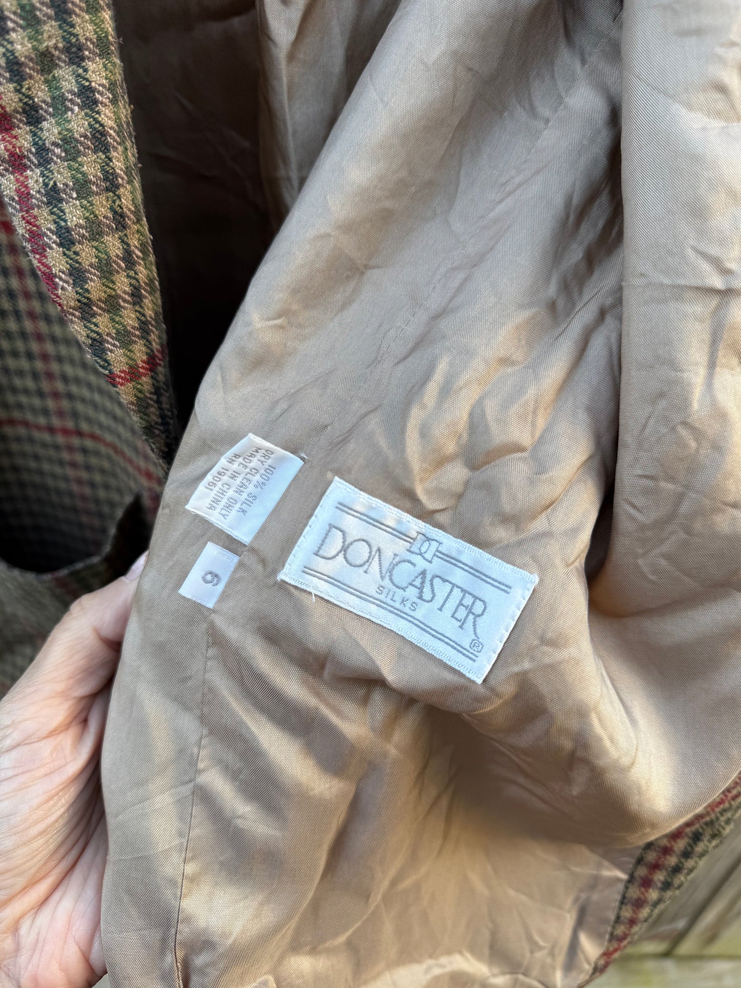 Vintage 100% Silk Plaid Blazer