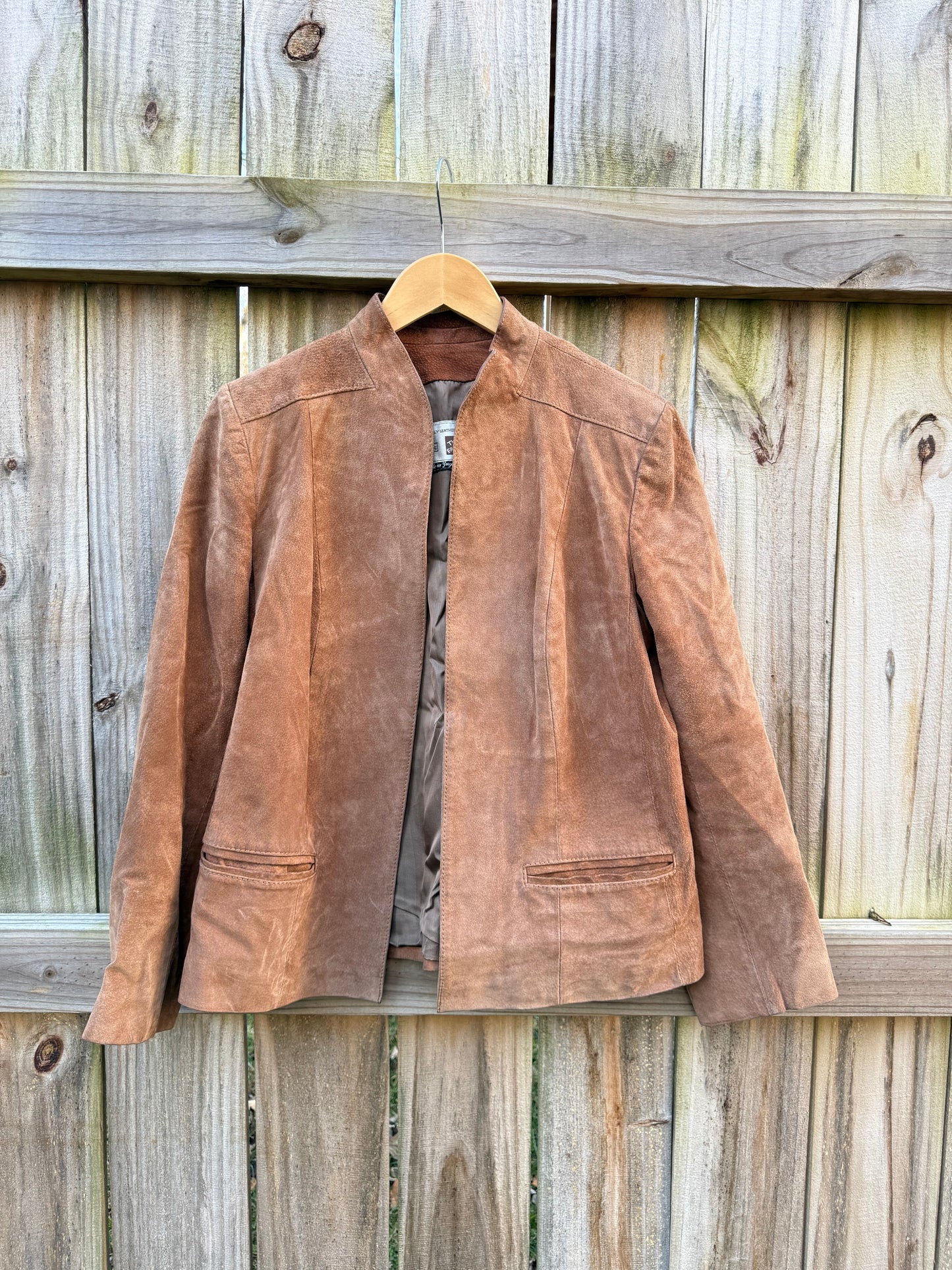 Brown Suede Open-Front Lodge Jacket - Quiet Luxury