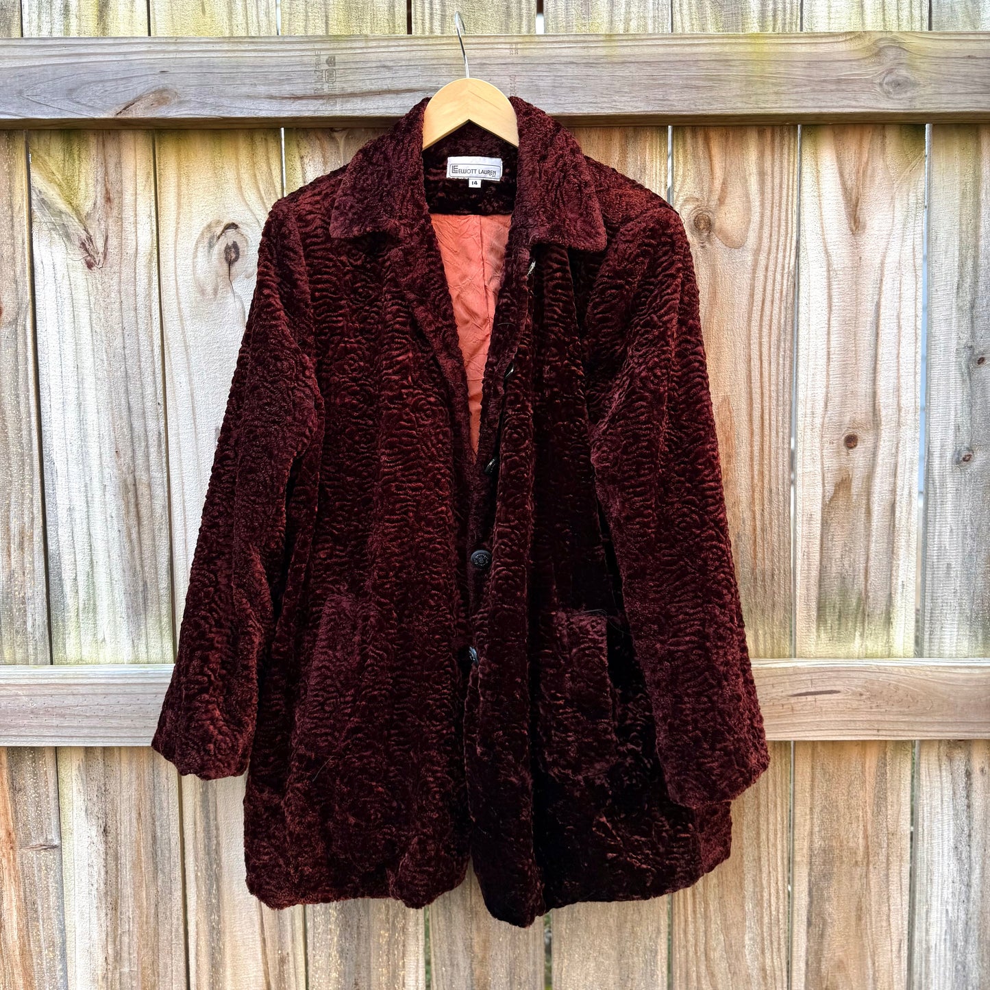 Plum Textured Faux Fur Lodge Coat | Vintage Aspen Winter Statement