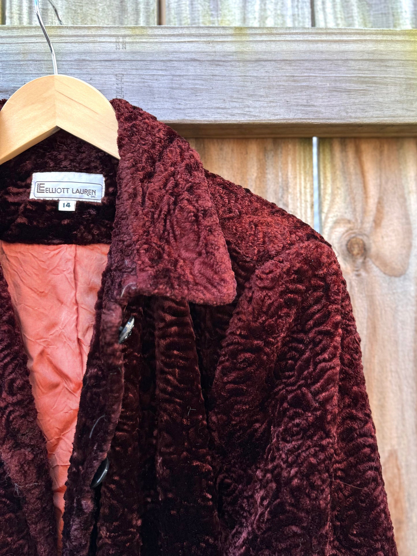 Plum Textured Faux Fur Lodge Coat | Vintage Aspen Winter Statement