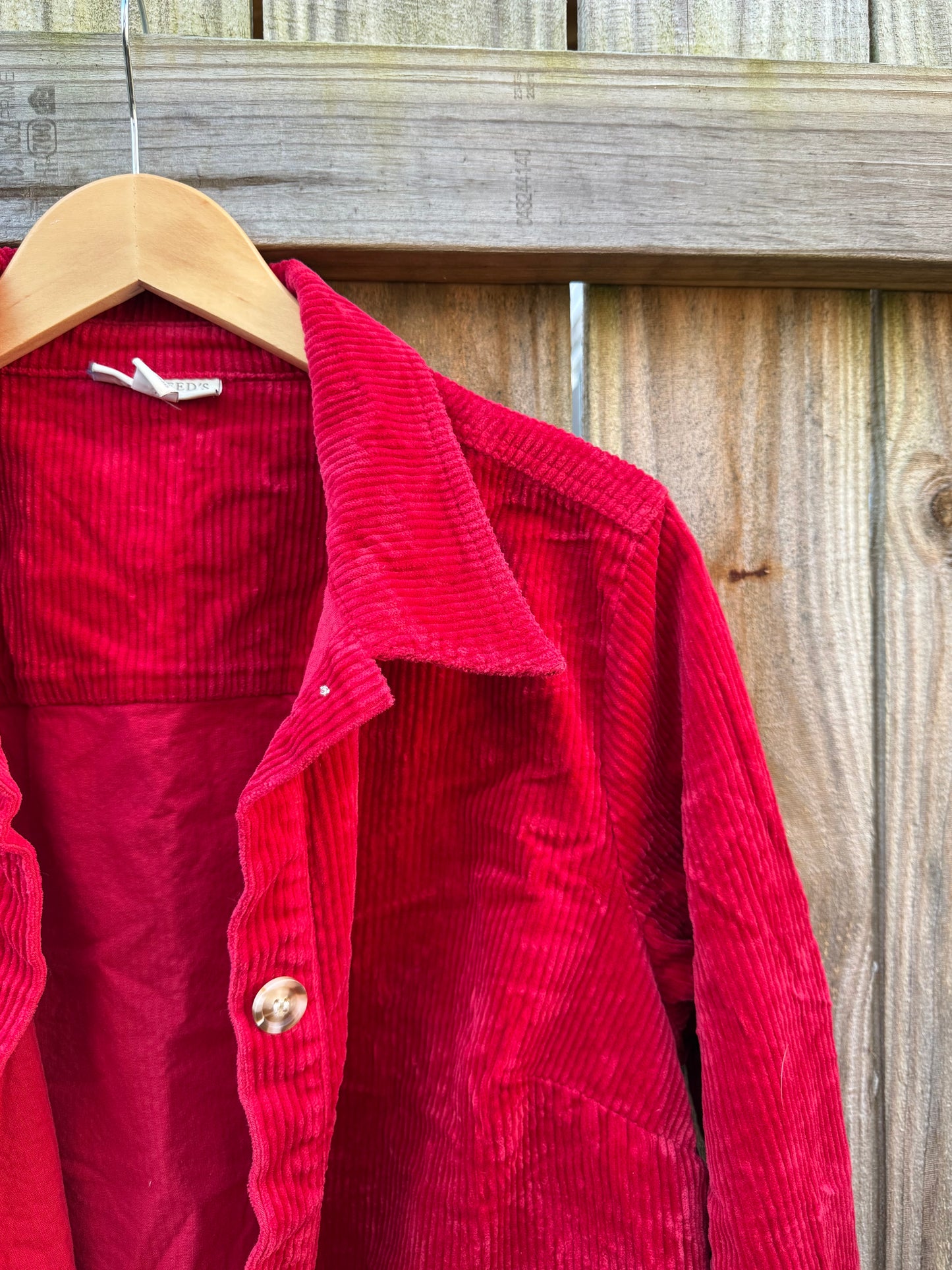 Red Cotton Corduroy Utility Jacket
