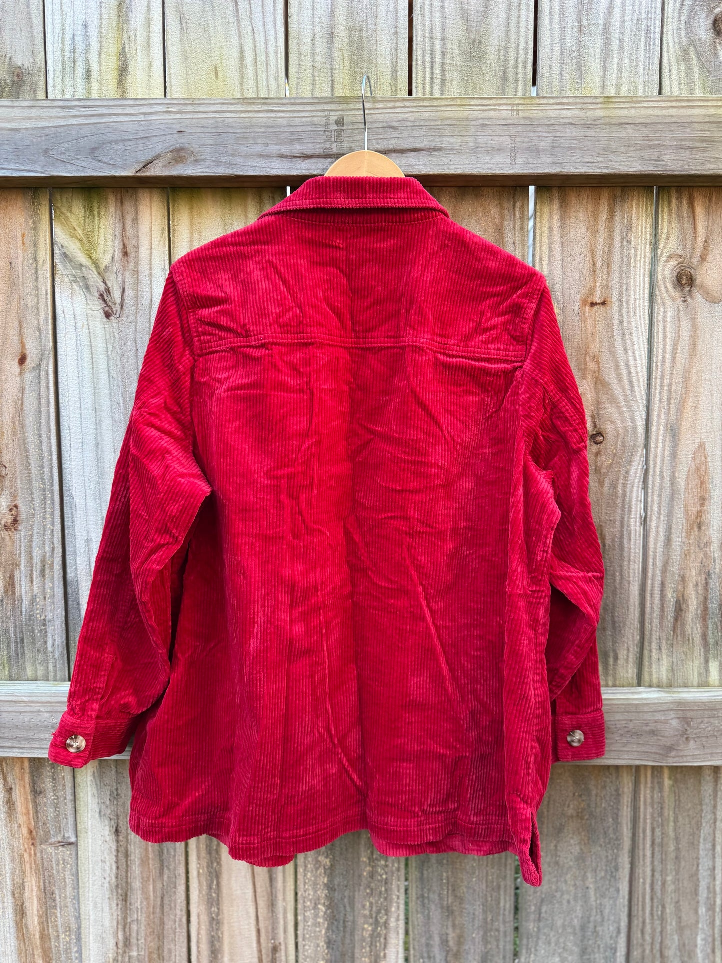 Red Cotton Corduroy Utility Jacket