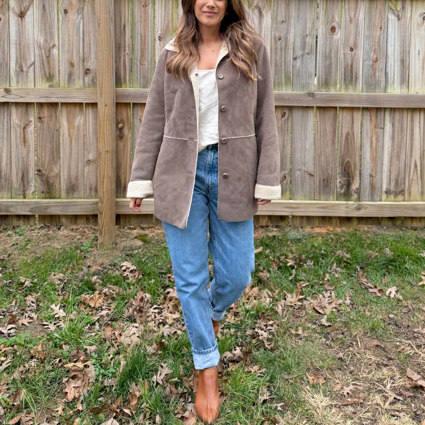 Taupe Faux Shearling Coat — Bernardo