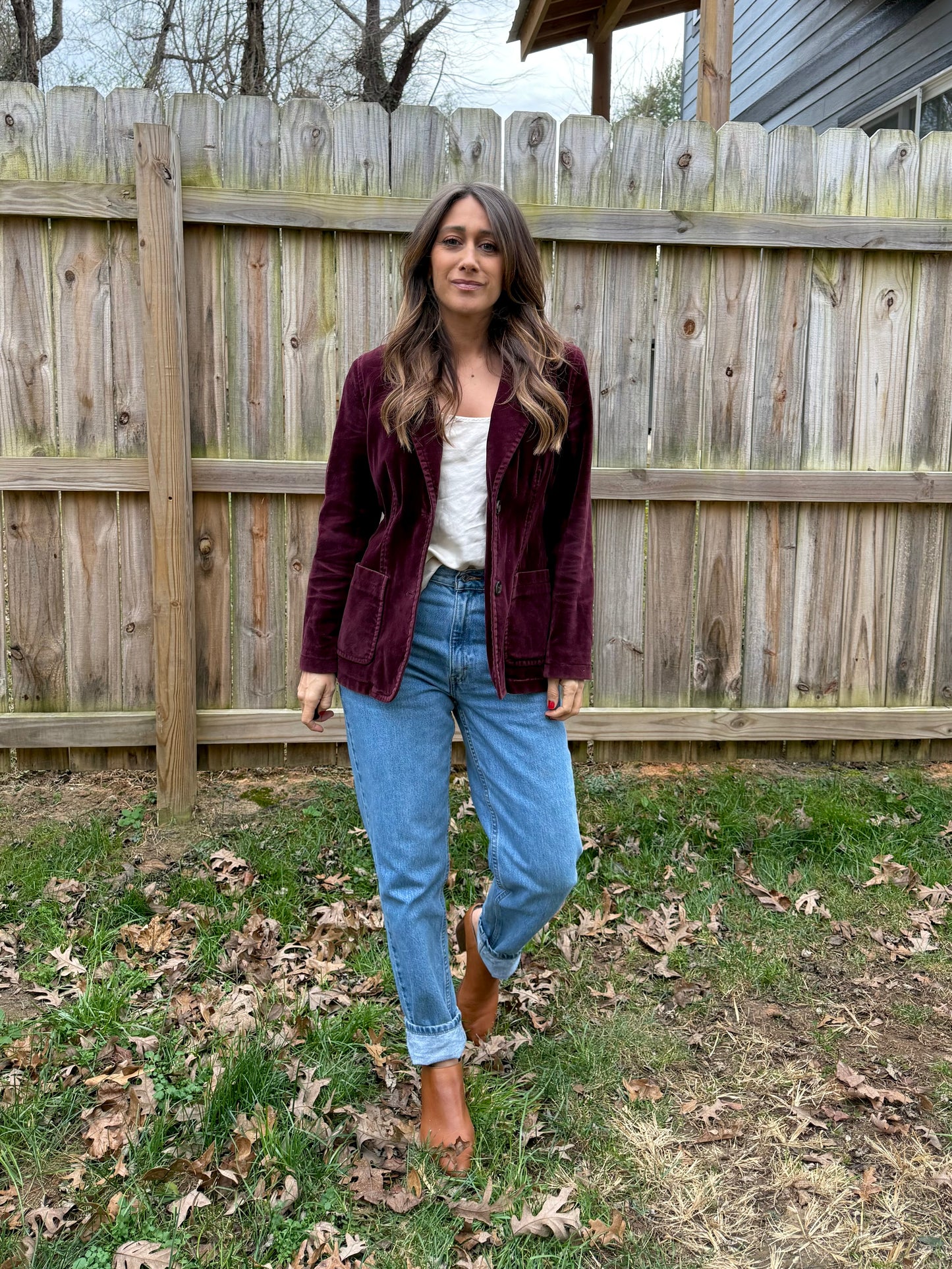 GAP Burgundy Cotton Velvet Blazer