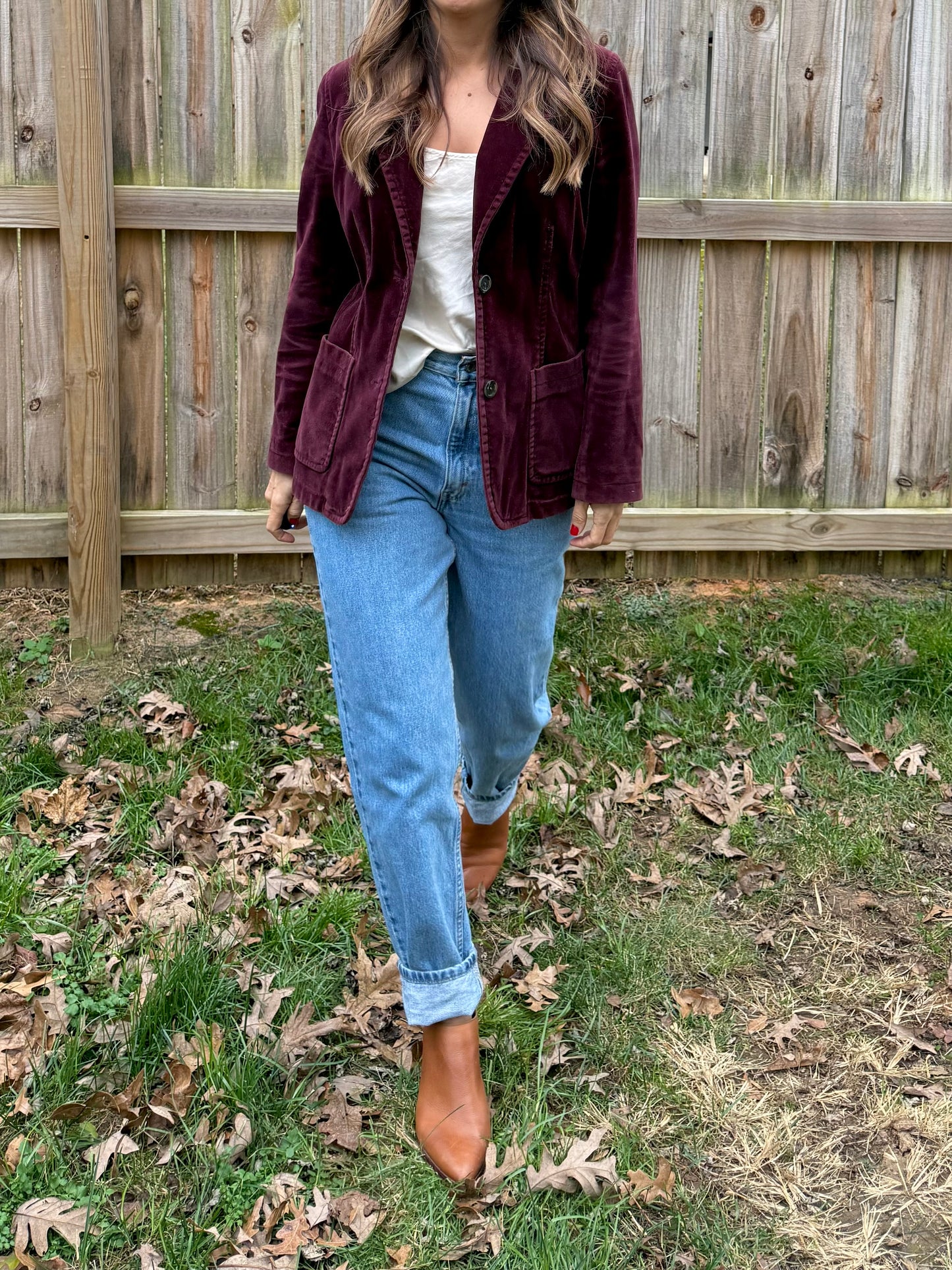 GAP Burgundy Cotton Velvet Blazer