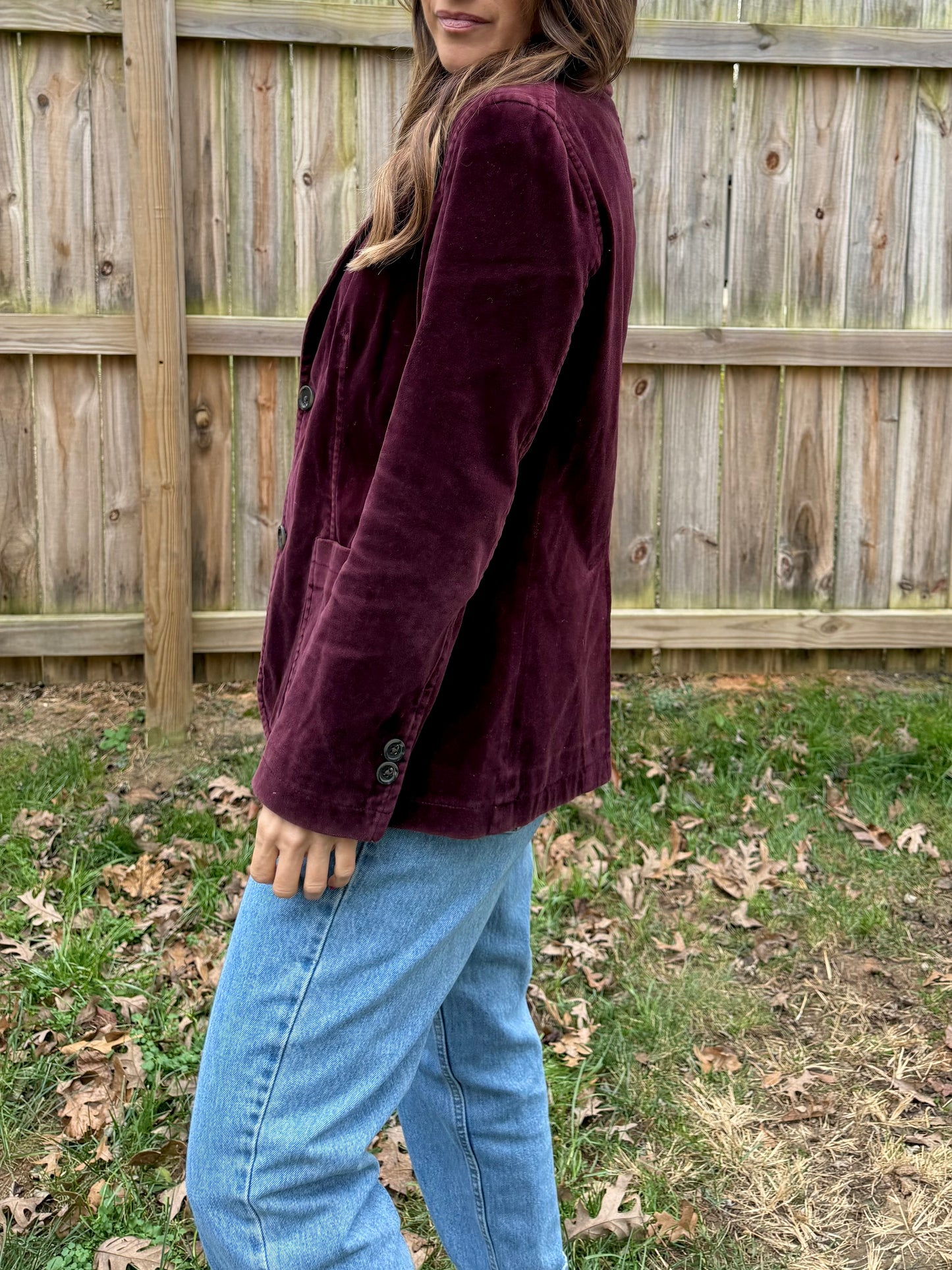 GAP Burgundy Cotton Velvet Blazer