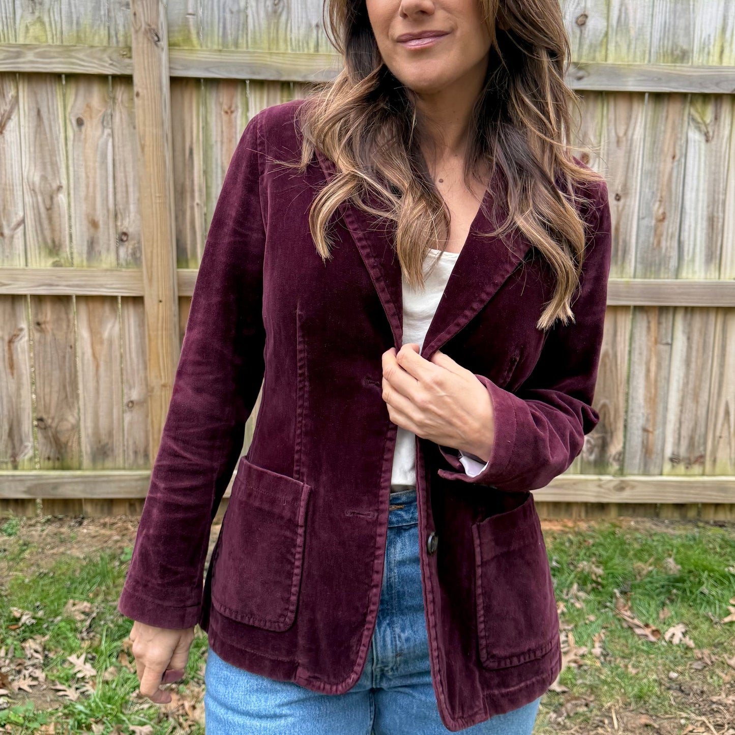 GAP Burgundy Cotton Velvet Blazer
