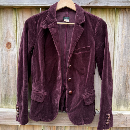J.Crew Cotton Velvet Blazer | Burgundy | XS