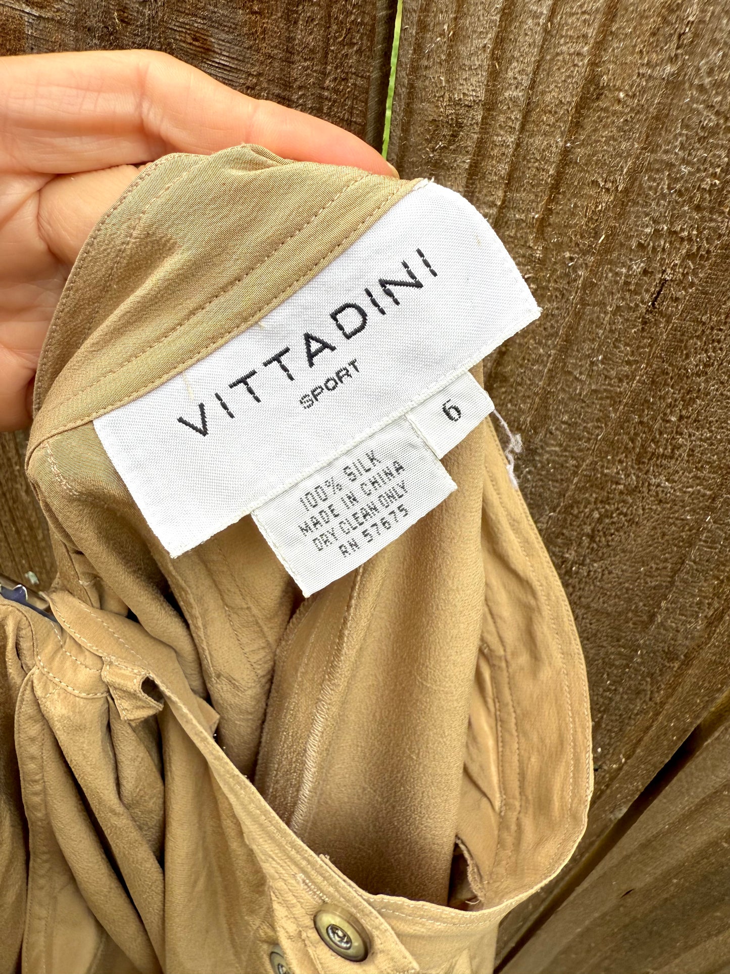 90s True Vintage Silk Button Front Skirt – Neutral Taupe