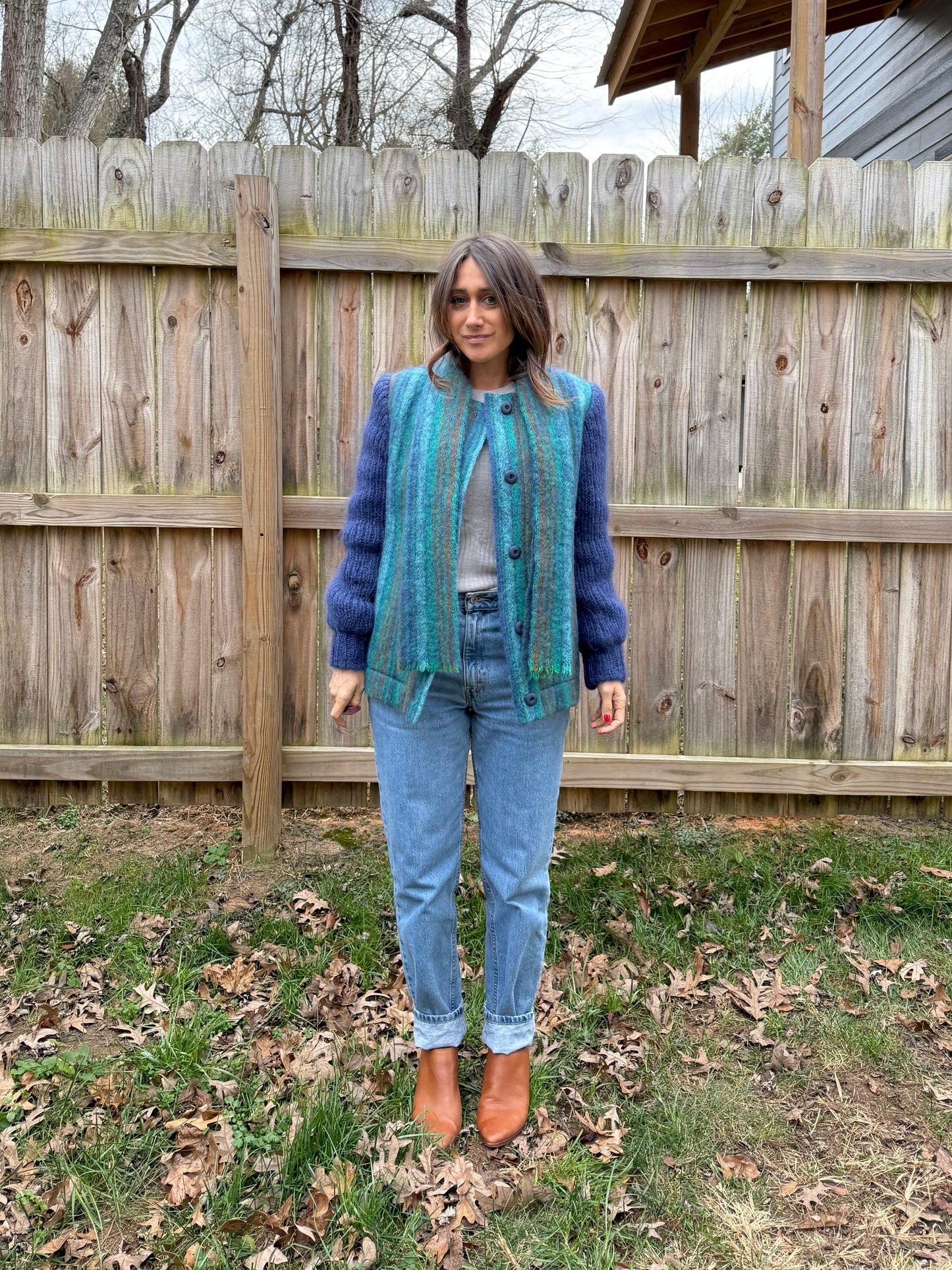 Irish Handwoven Wool Jacket with Built-In Scarf — Donegal Design