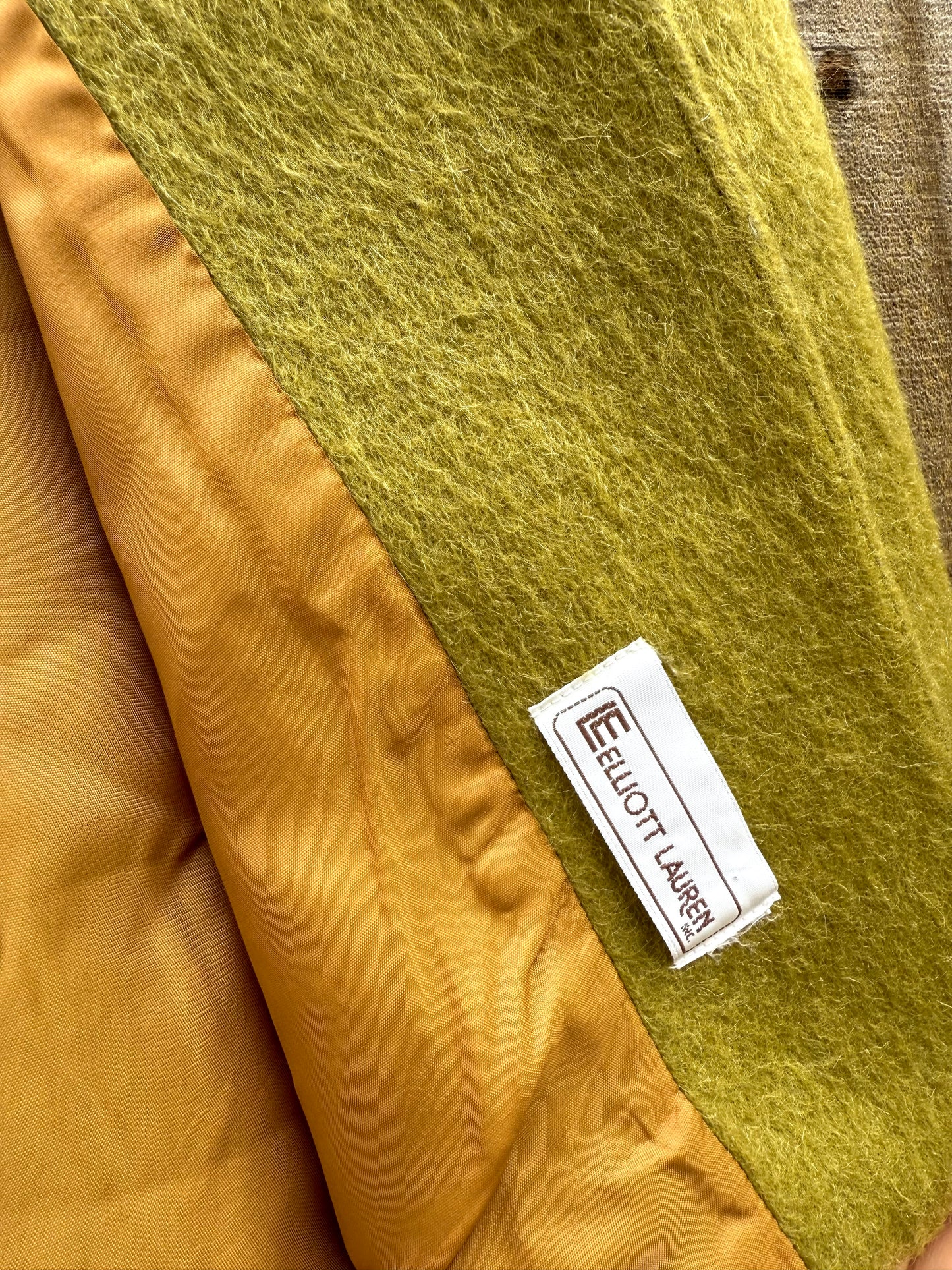 Vintage Elliott Lauren Wool Mohair Cropped Jacket – Olive-Moss Green Minimalist 90s Style