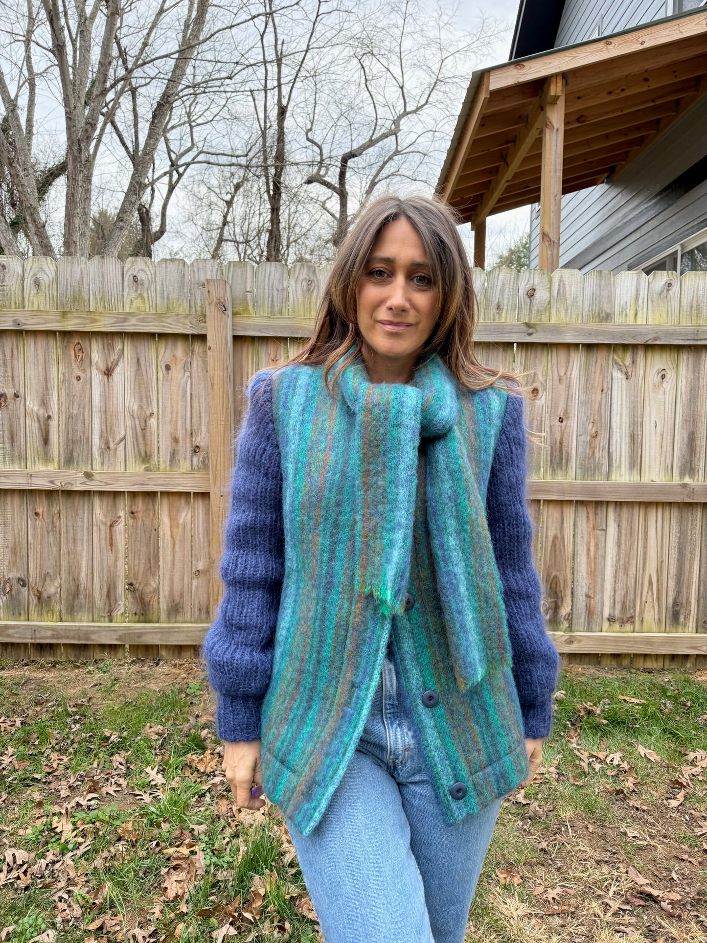 Irish Handwoven Wool Jacket with Built-In Scarf — Donegal Design