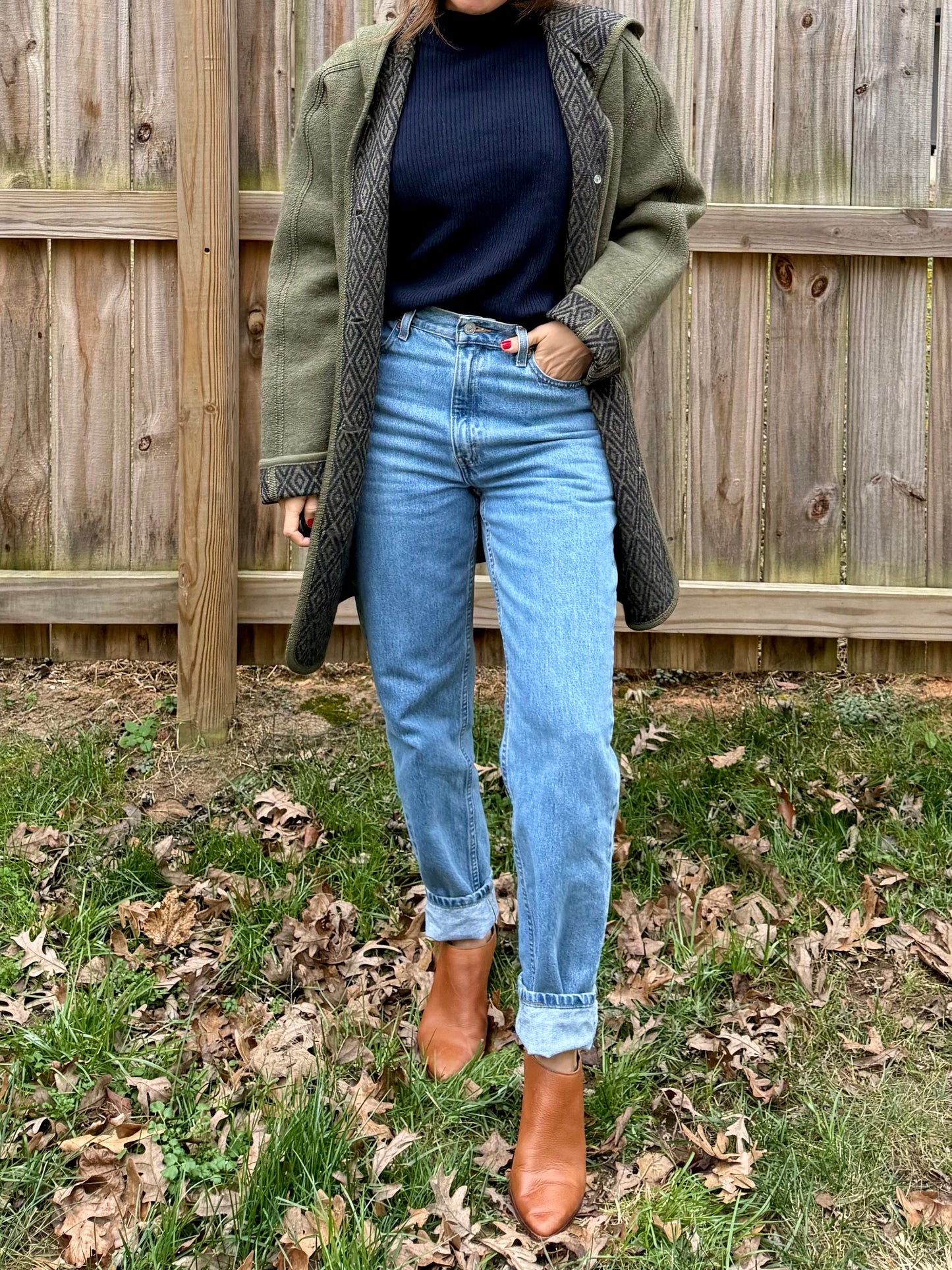 Olive Wool Hooded Coat — L.L. Bean Vintage