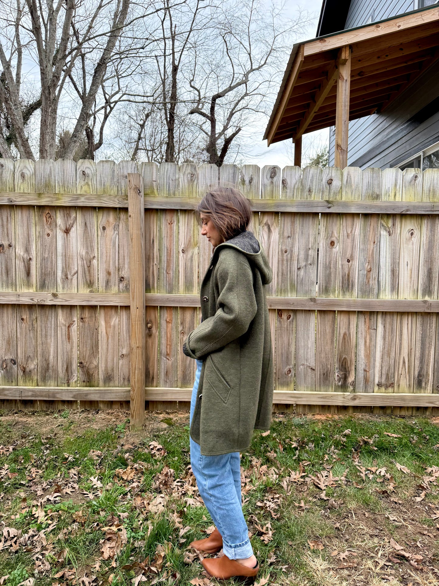 Olive Wool Hooded Coat — L.L. Bean Vintage