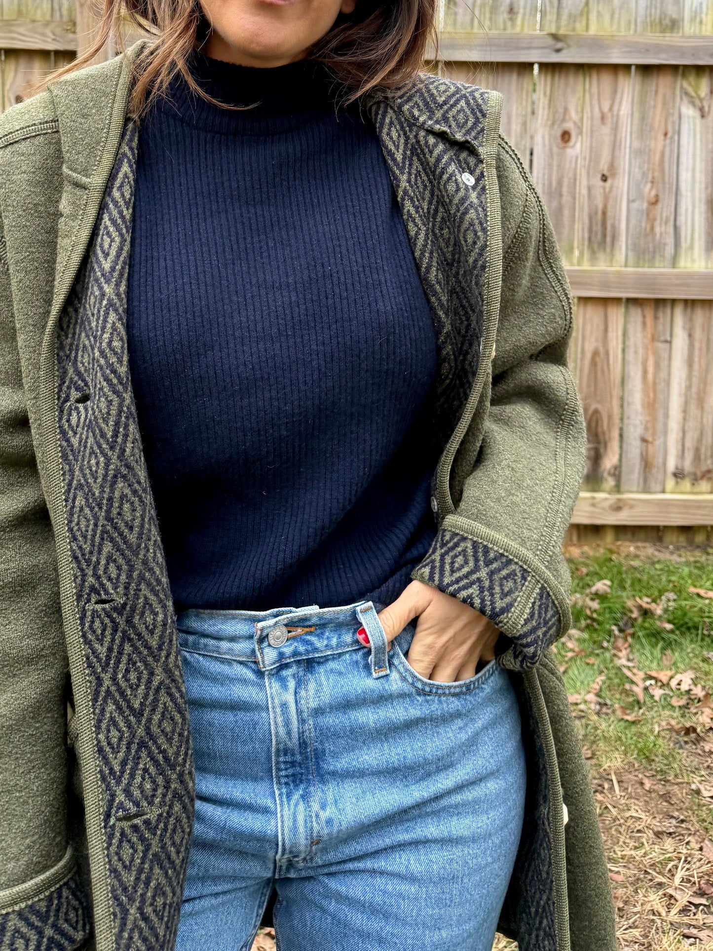 Olive Wool Hooded Coat — L.L. Bean Vintage