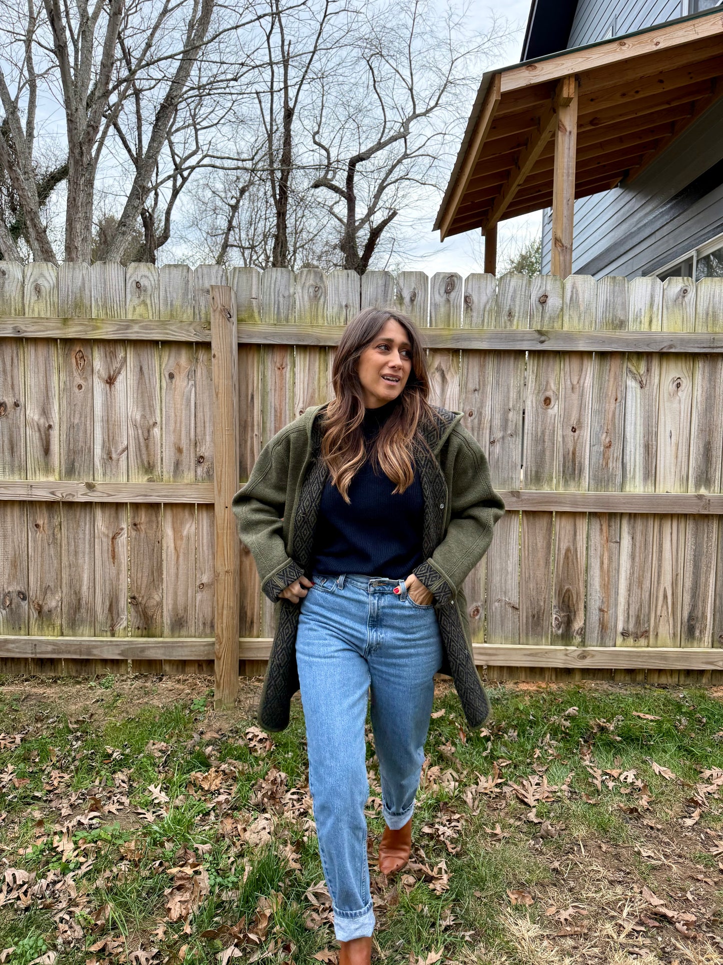 Olive Wool Hooded Coat — L.L. Bean Vintage