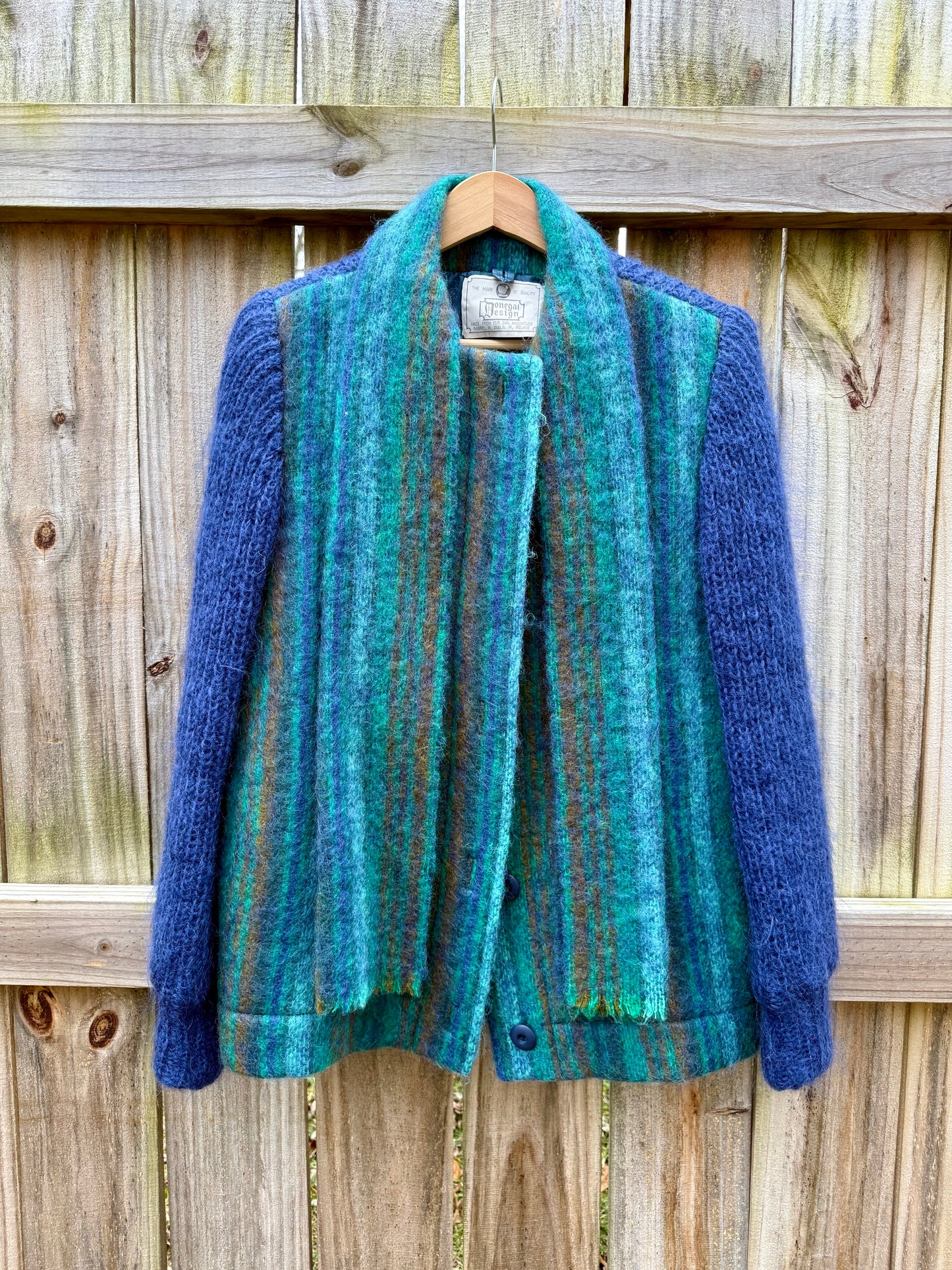 Irish Handwoven Wool Jacket with Built-In Scarf — Donegal Design