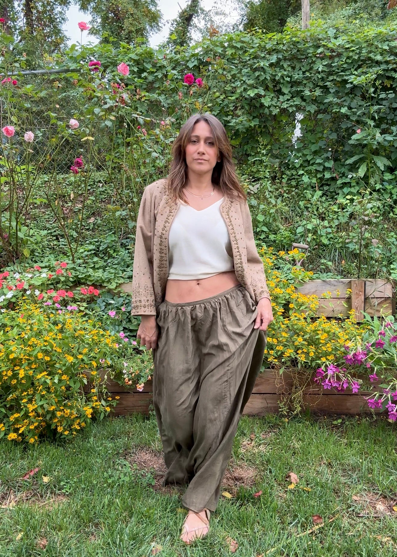 90s Silk Maxi Skirt – Minimal Luxe - Olive - Quiet Luxury