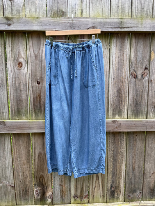 Splendid Chambray Wide Leg Pull-On Pants | Tencel Denim Palazzo Pants | Soft Wash Blue