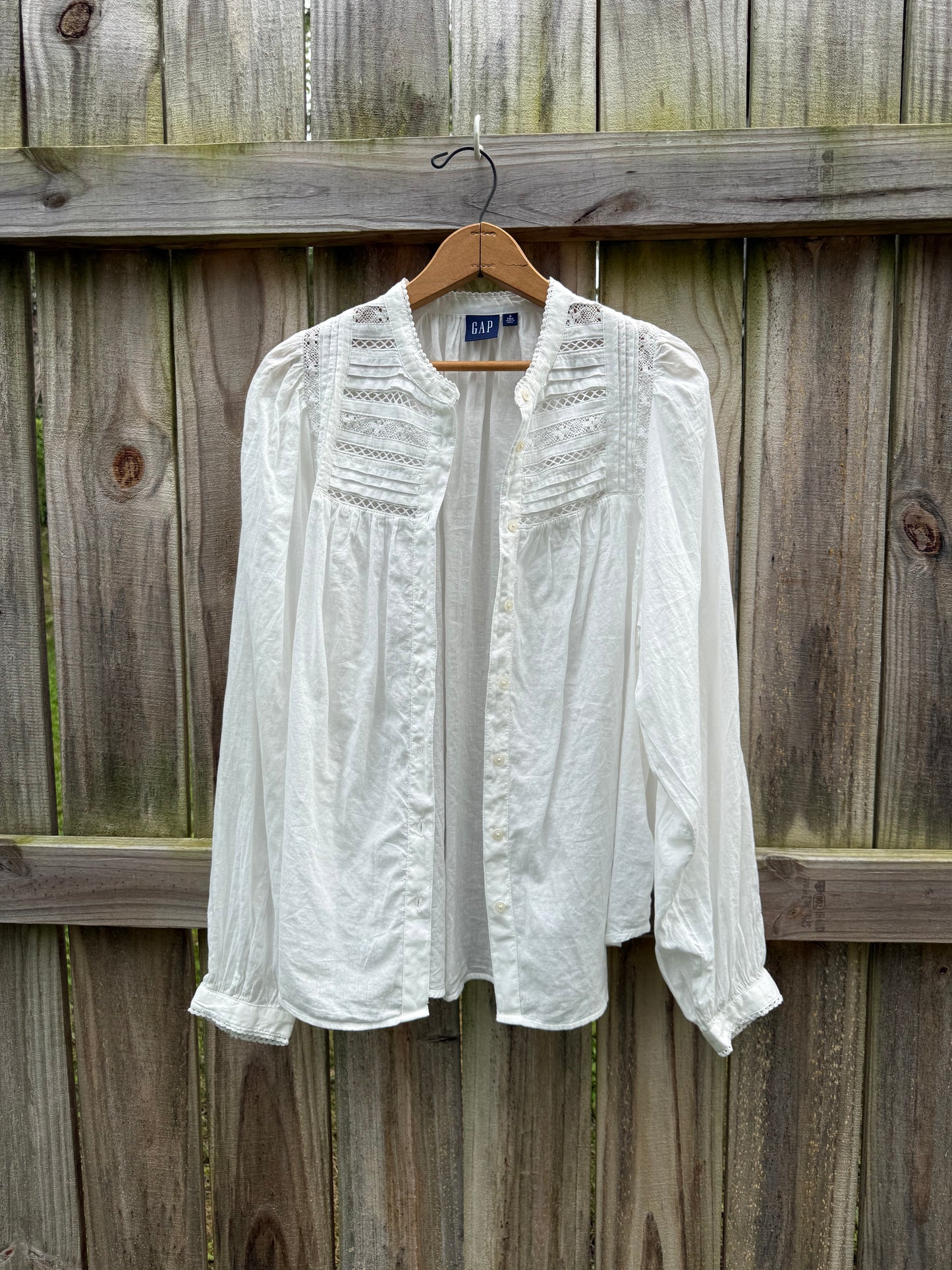 GAP Lace Pintuck Cotton Blouse | S