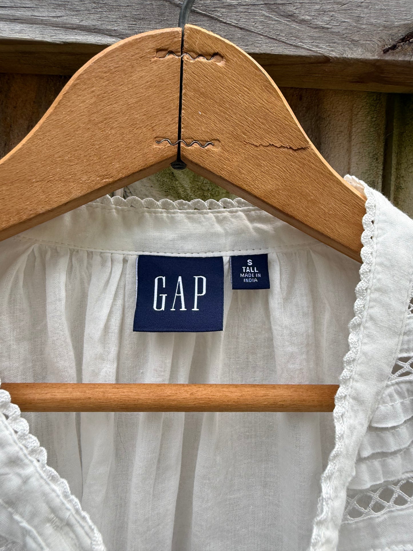GAP Lace Pintuck Cotton Blouse | S