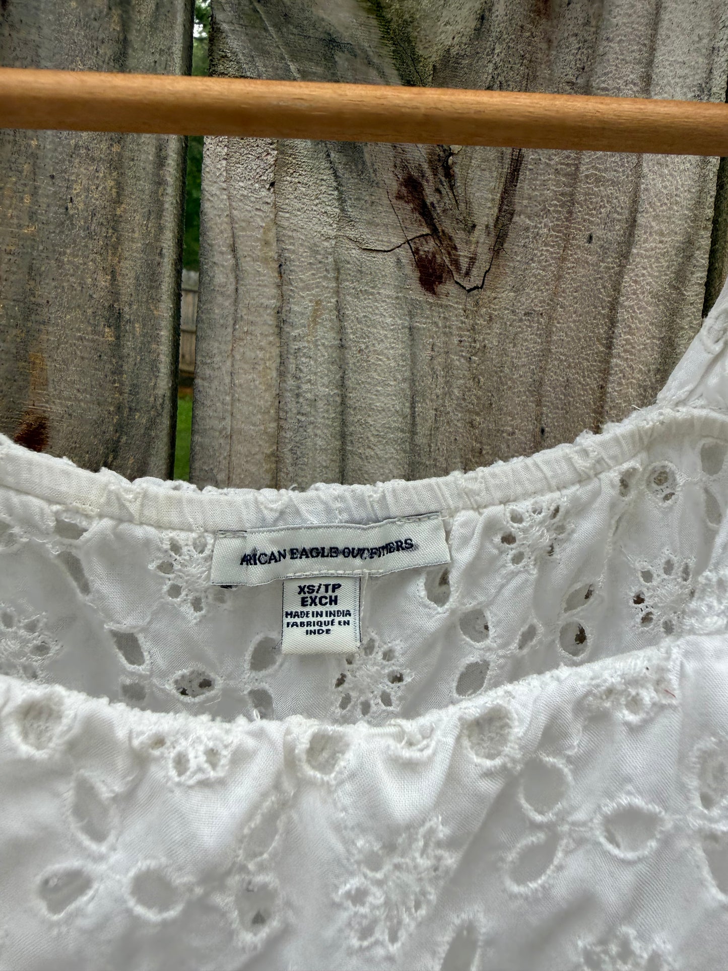 American Eagle Eyelet Tie Shoulder Crop Tank | XS