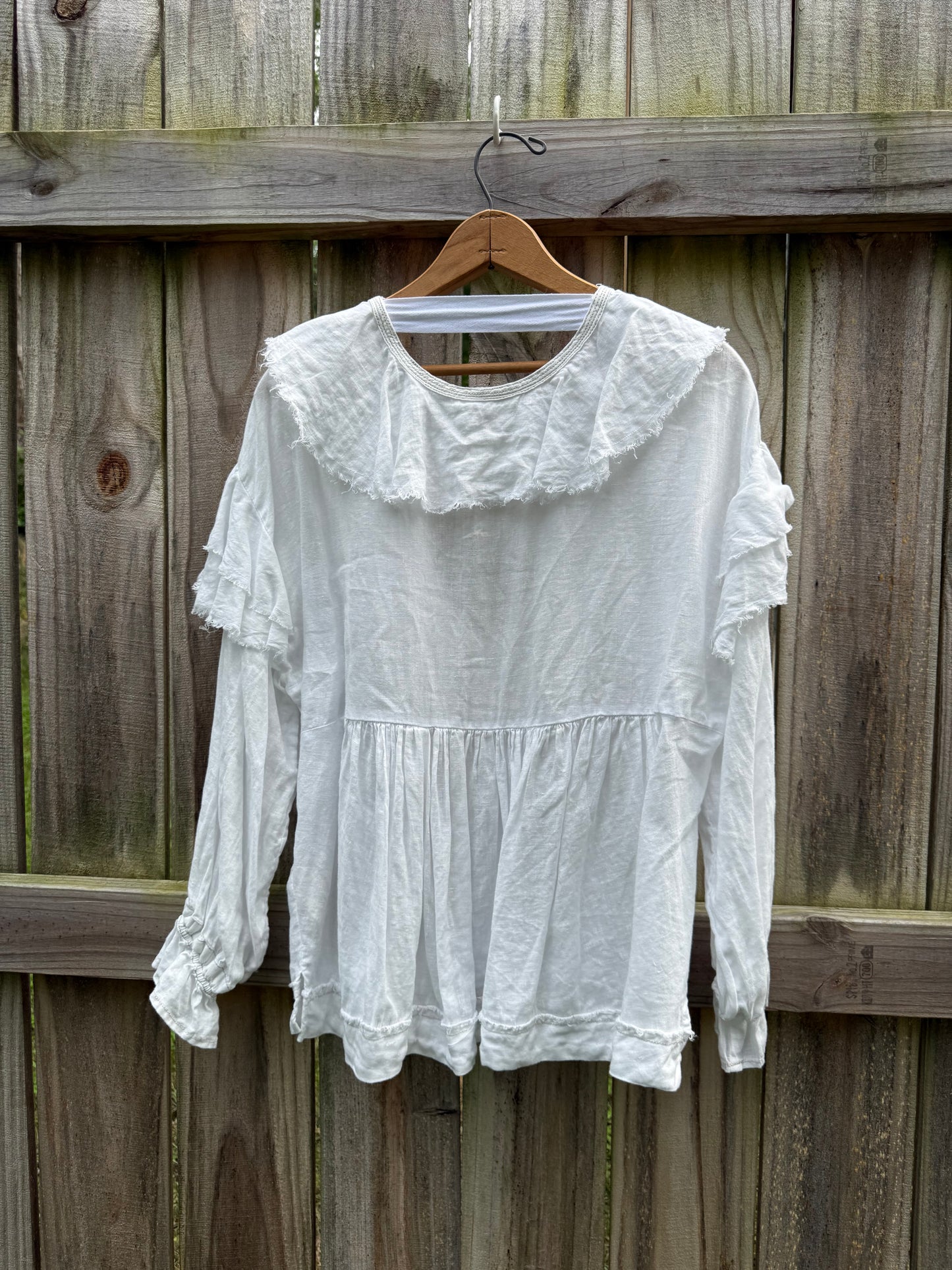 We The Free Ruffle Linen Poet Blouse