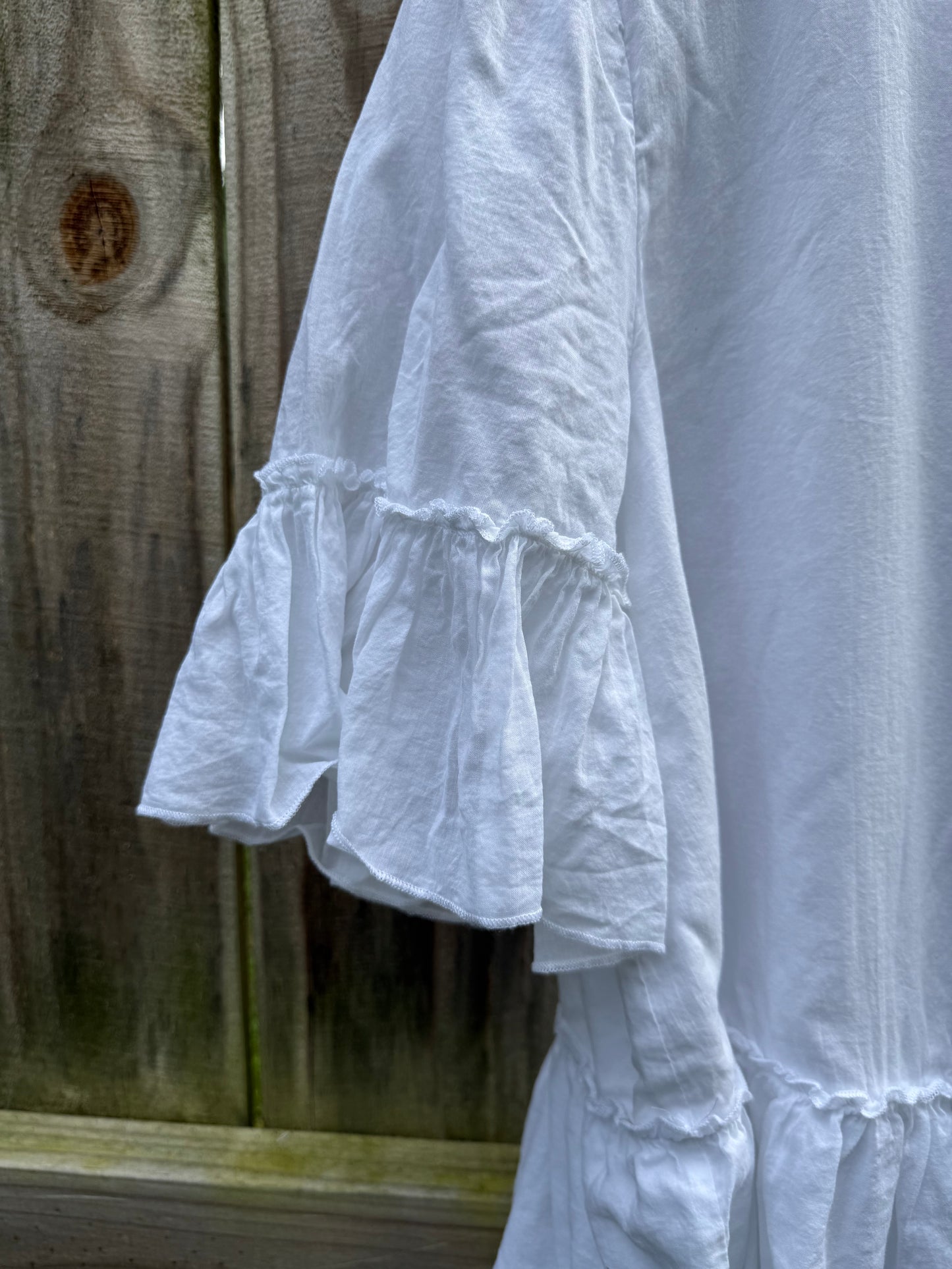 STATE White Ruffle Sleeve Peplum Top