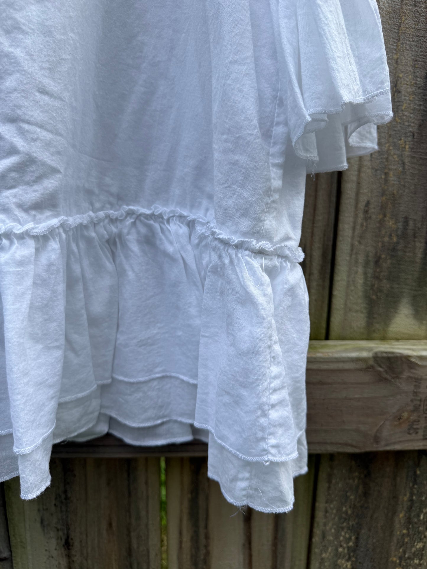 STATE White Ruffle Sleeve Peplum Top
