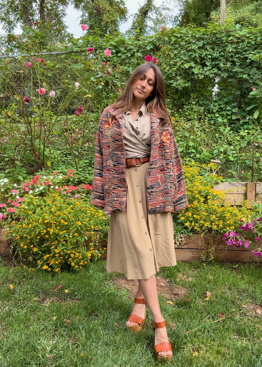 90s True Vintage Multicolor Woven Blanket Jacket w/ Embroidered Florals – Graff by Um Company