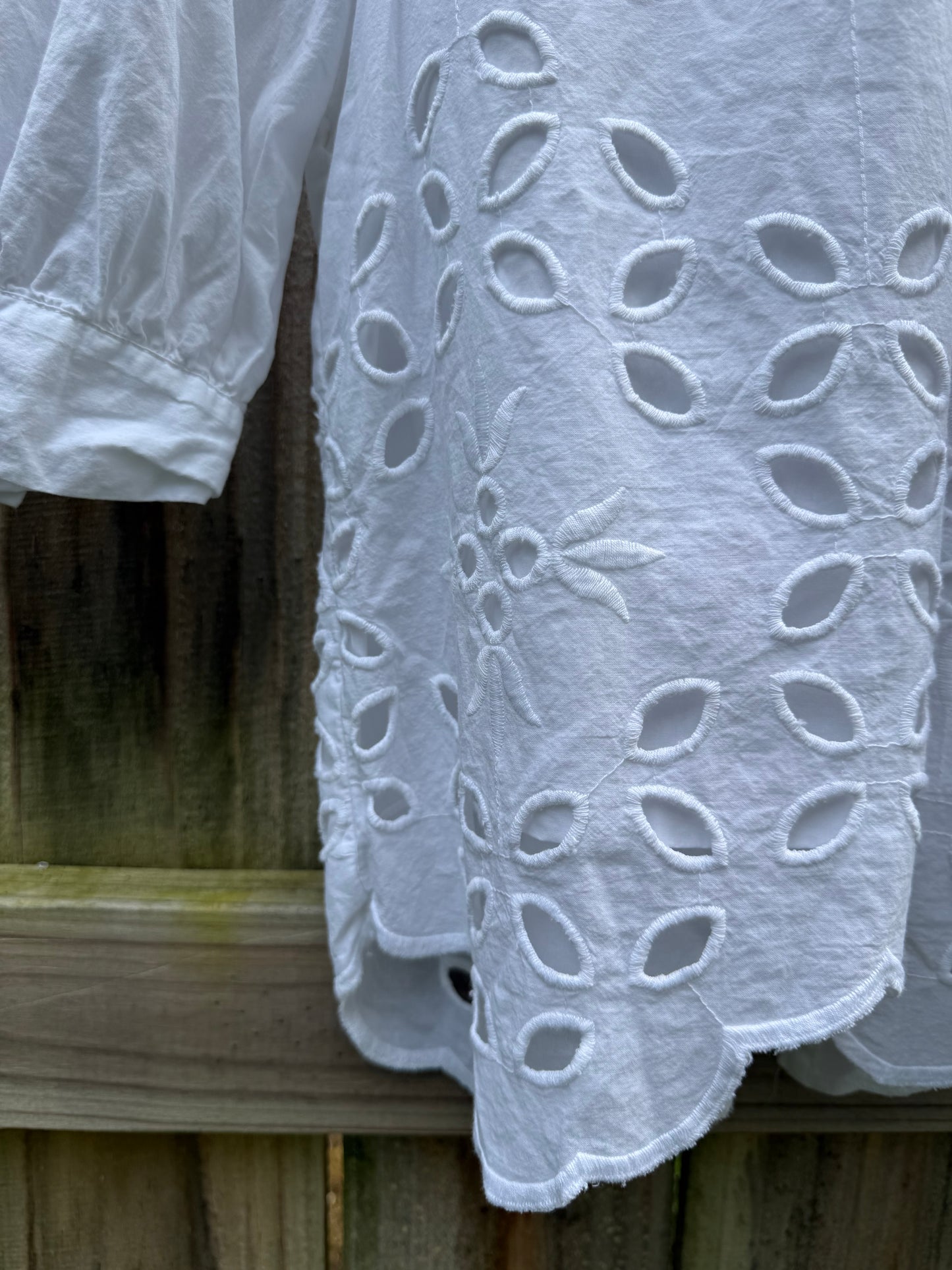 Saylor White Eyelet High Neck Blouse | Cotton Cutwork Top