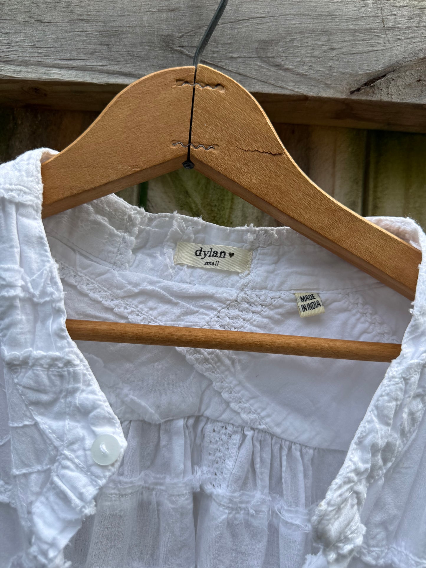 Dylan Textured Cotton Pintuck Blouse | White Crinkle Cotton Top