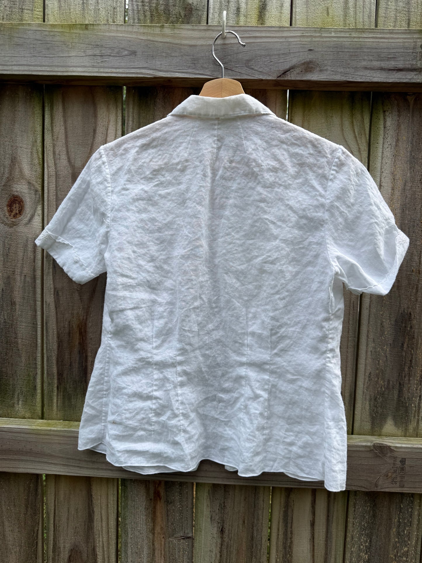 Vintage White Linen Embroidered Blouse