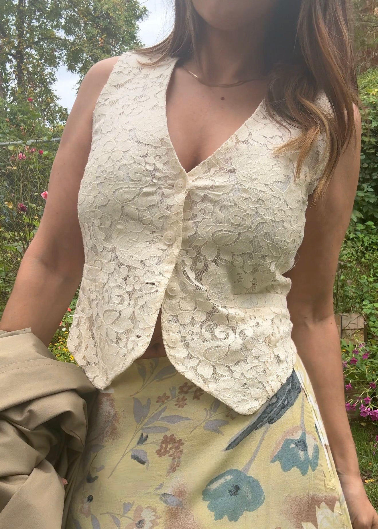 Cream Lace Waistcoat Vest – Coquette / Boho Luxe - Y2K Romance