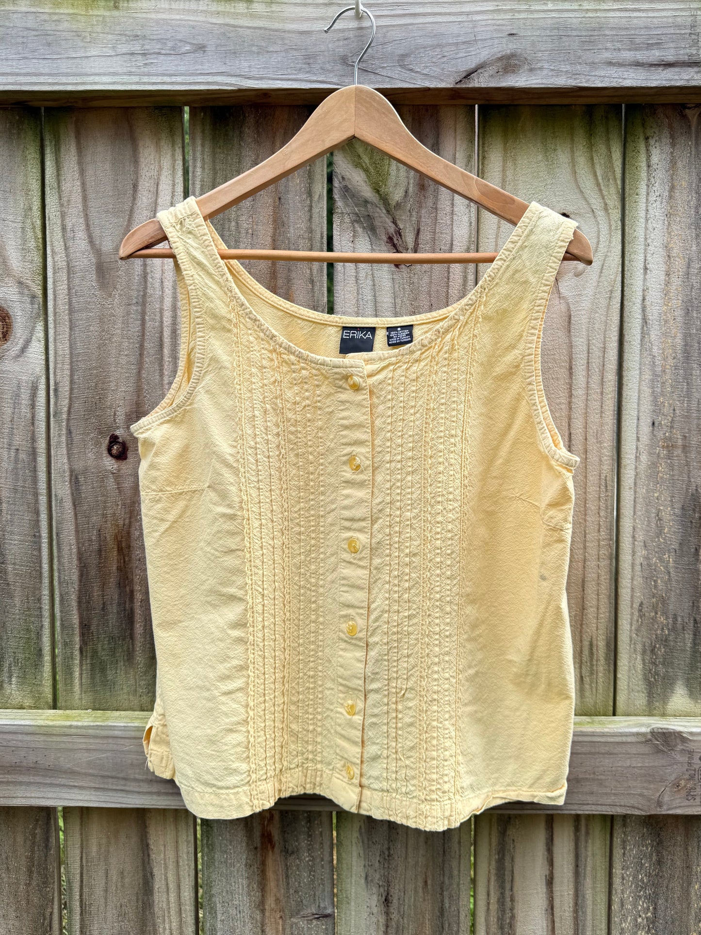Erika Butter Yellow Pintuck Unwashed Tank