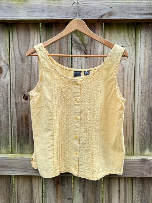 Erika Butter Yellow Pintuck Unwashed Tank