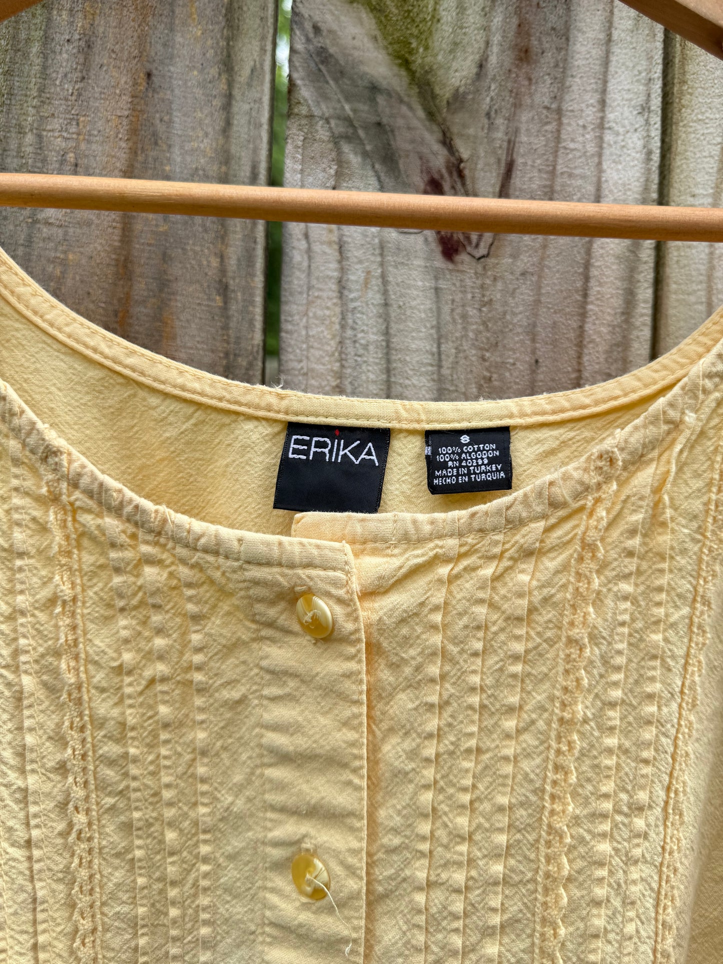 Erika Butter Yellow Pintuck Unwashed Tank