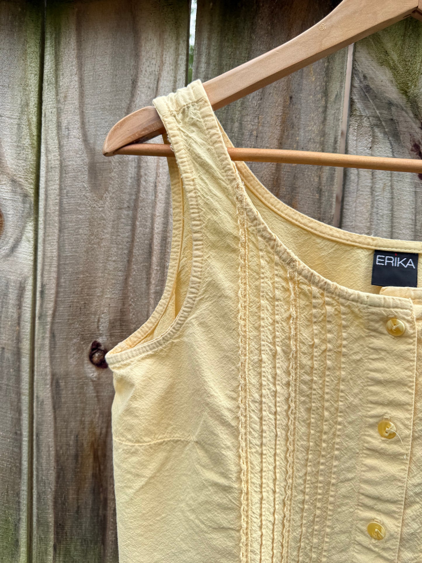 Erika Butter Yellow Pintuck Unwashed Tank