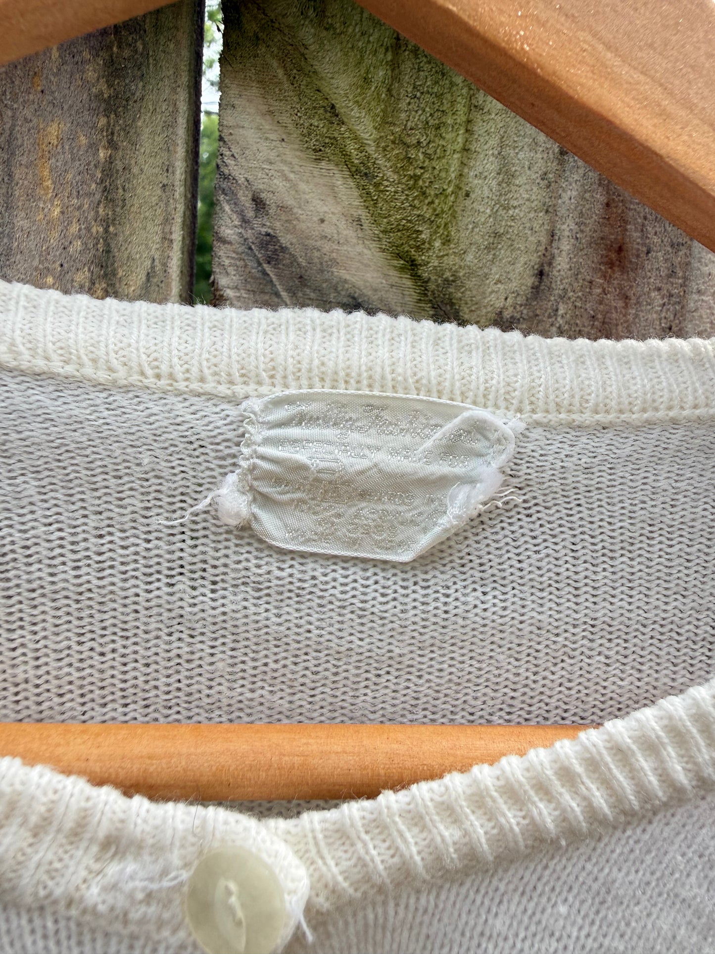 Vintage Floral Embroidered Ivory Cardigan Sweater