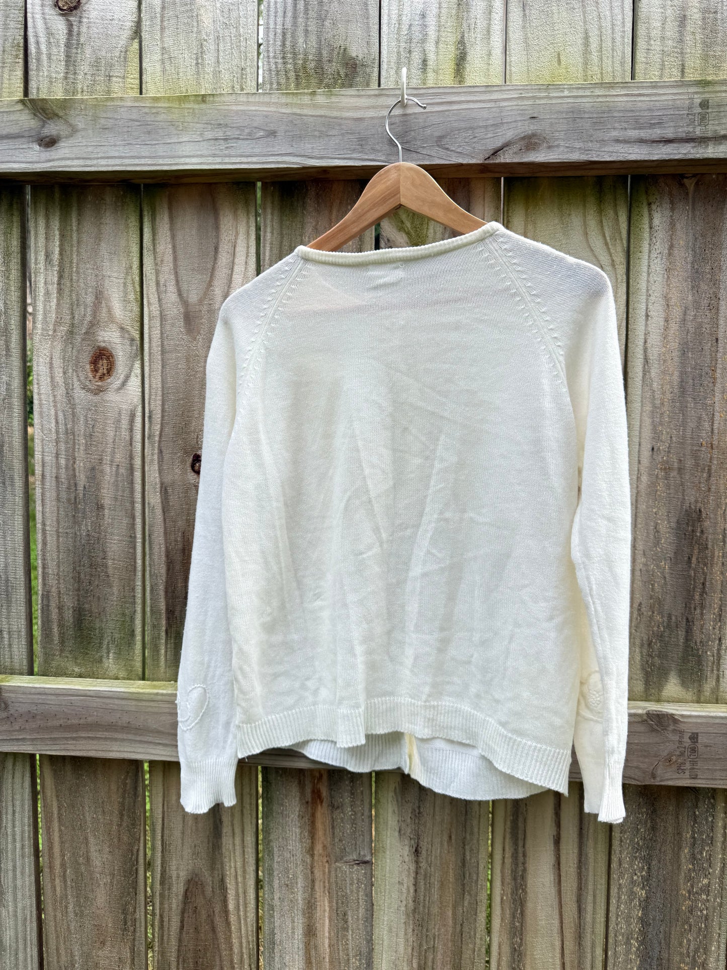 Vintage Floral Embroidered Ivory Cardigan Sweater