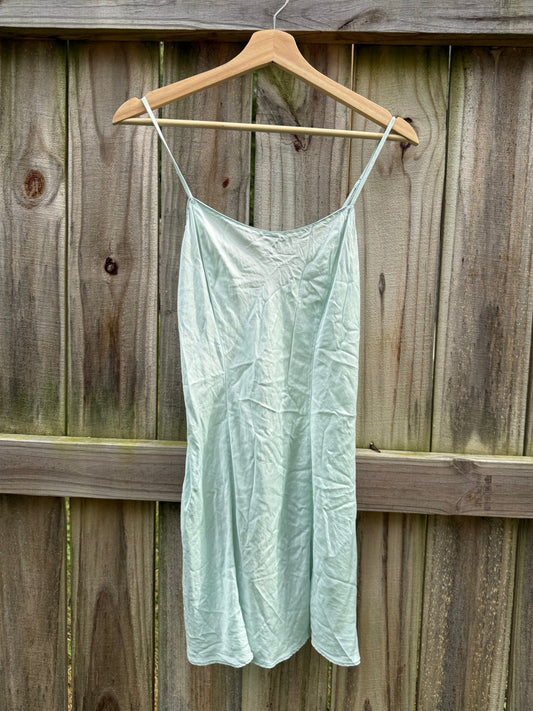 Vintage Victoria's Secret Tiffany Blue Satin Slip Dress Small - mermaidcore