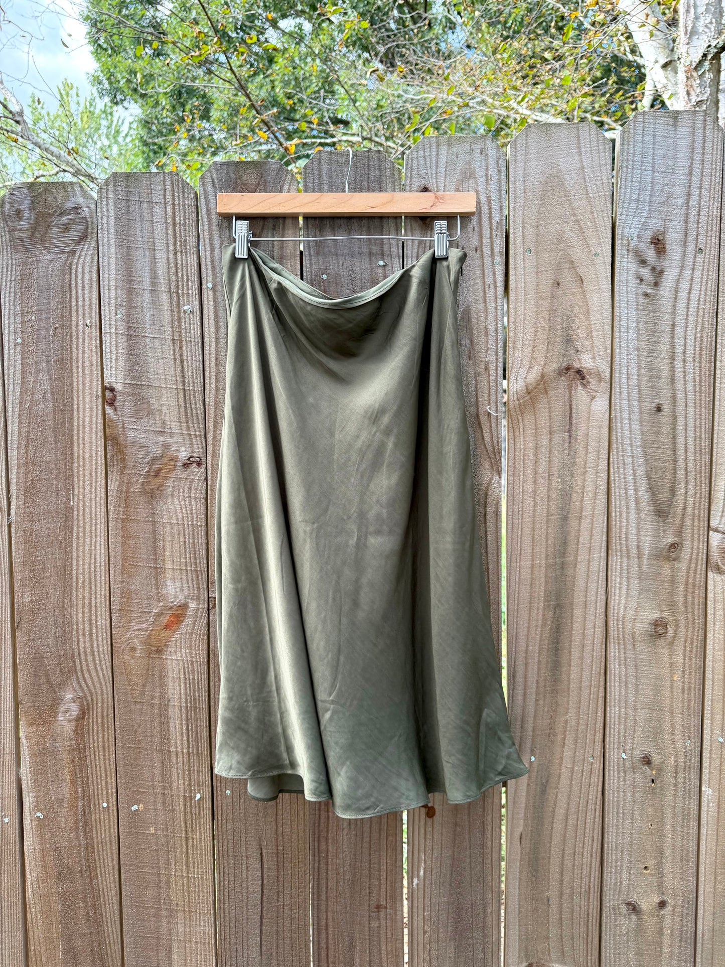 Halston Olive Slip Skirt