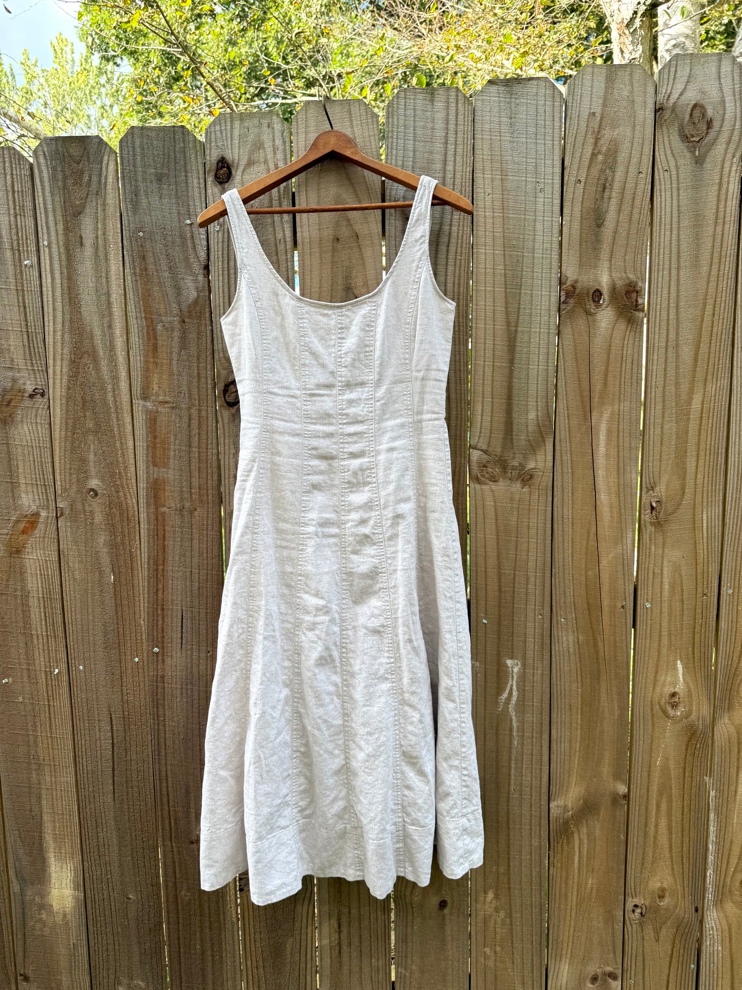 Linen Blend Midi Dress – Neutral 90s Minimalist Style