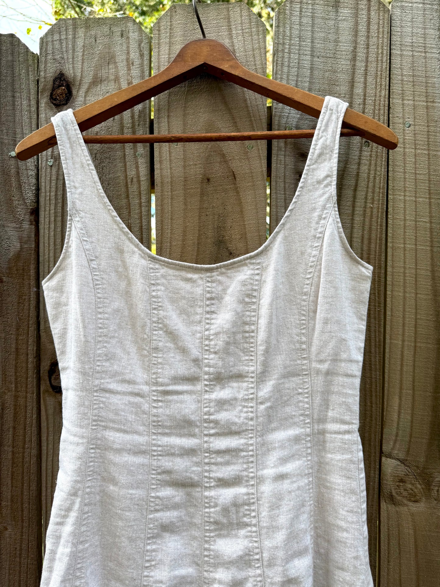 Linen Blend Midi Dress – Neutral 90s Minimalist Style