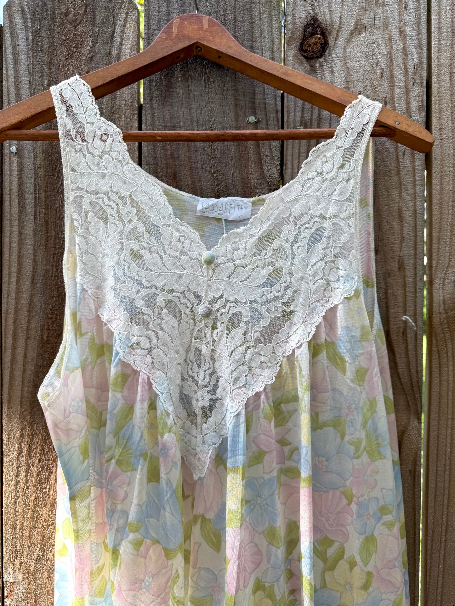 Vintage 1970s Vassarette Pastel Lace Slip Dress Nightgown (mini)