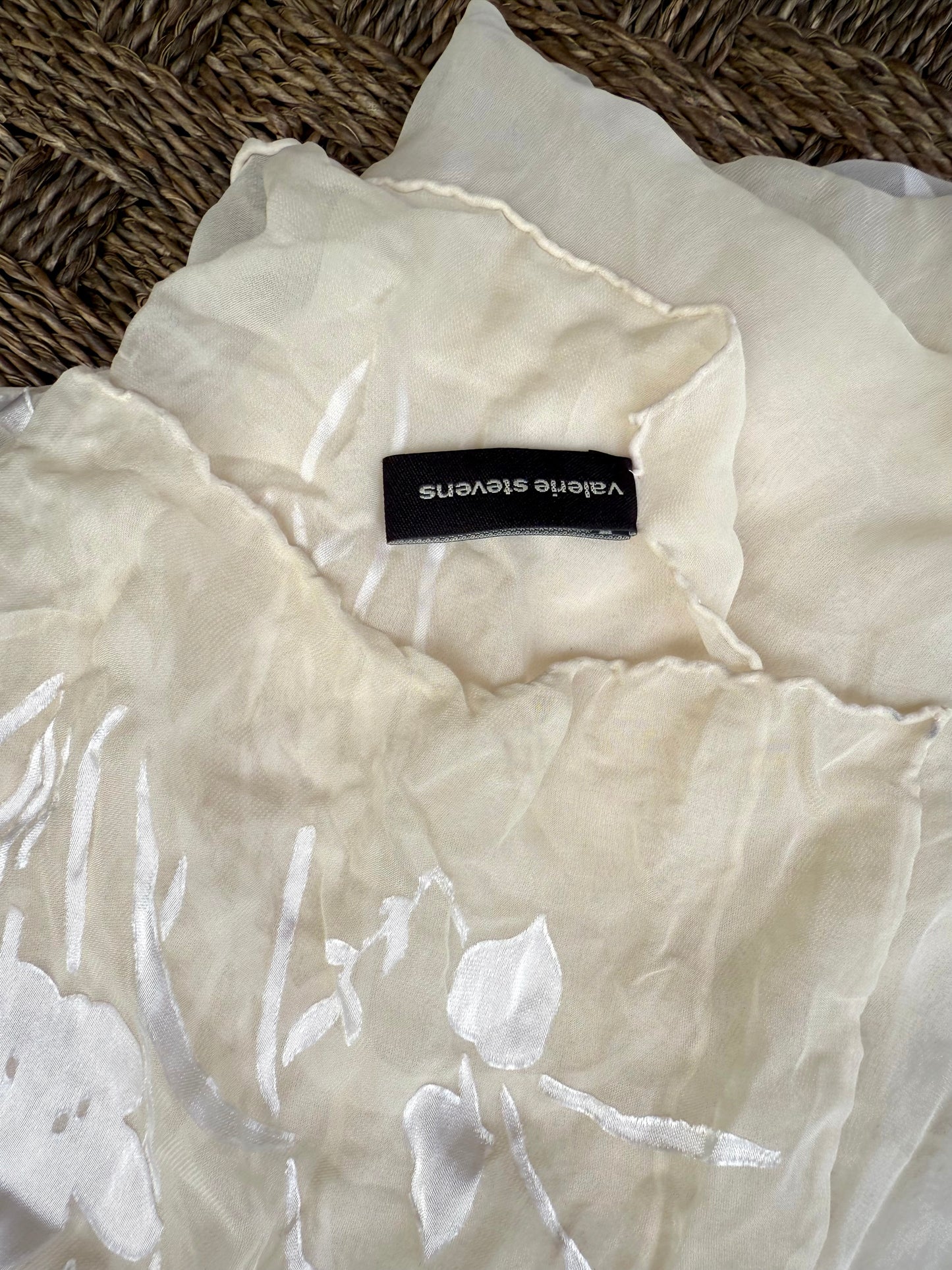 Vintage Silk-Blend Floral Burnout Scarf