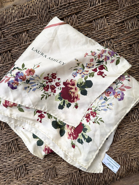 Vintage Laura Ashley Floral Silk Scarf